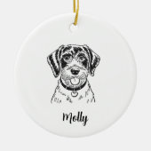 オーダーメイド ポインター犬のクリスマス セラミックオーナメント (正面)