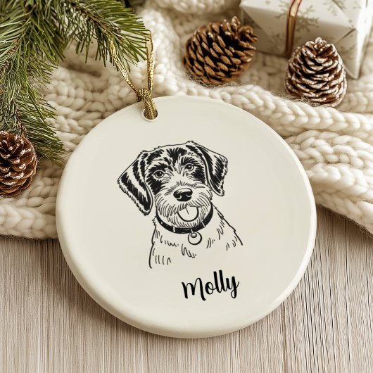 オーダーメイド ポインター犬のクリスマス セラミックオーナメント