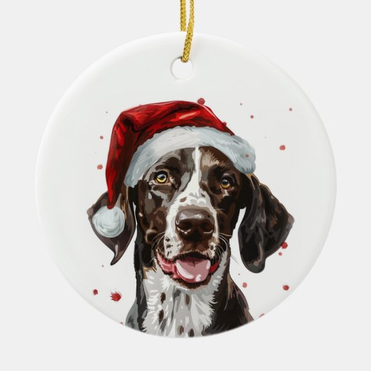オーダーメイド ポインター 犬のクリスマス セラミックオーナメント (正面)