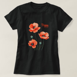 オーダーメイド ポピー お花 デザイン レディースTシャツ Tシャツ