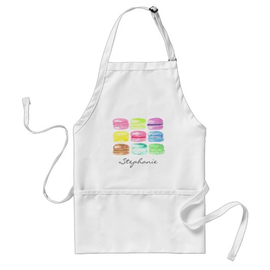 オーダーメイド マカロン 水彩 かわいい スタンダードエプロン (正面)