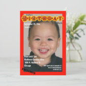 オーダーメイド マガジン スタイル バースデー パーティー 招待状 (スタンド正面)