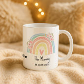 オーダーメイド ママの虹と花の名前入りマグ コーヒーマグカップ