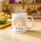 オーダーメイド ママの虹と花の名前入りマグ コーヒーマグカップ