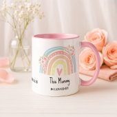 オーダーメイド ママの虹と花の名前入りマグ ツートーンマグカップ