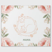 オーダーメイド ママ猫と子猫のフラワーモーテルズデー ラッピングペーパー (フラット)