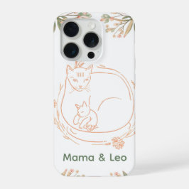オーダーメイド ママ猫と子猫のフラワーモーテルズデー iPhone 15 PROケース