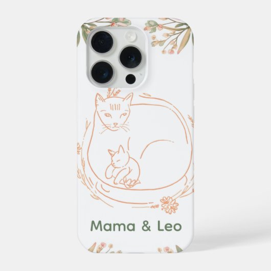 オーダーメイド ママ猫と子猫のフラワーモーテルズデー iPhoneケース (裏面)