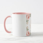 オーダーメイド ママ猫と子猫の花柄コーヒーマグカップ マグカップ (左)