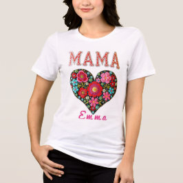 オーダーメイド ママ ハート フラワー ギフト トライブレンドTシャツ