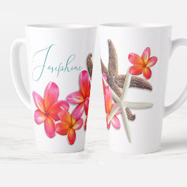 オーダーメイド ママ ヒトデ フランジパニ 花 カフェラテマグ
