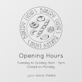 オーダーメイド ミニマリストのパン屋さんの営業時間 ロゴ ウィンドウサイン (シート)