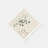 オーダーメイド ミニマリスト ゴールド グリー ネイチャー ブライダルシャワー スタンダードカクテルナプキン (角)