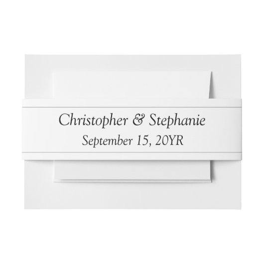 オーダーメイド ミニマル ユニーク ブラック スクリプト ウェディング 招待状ベリーバンド (正面例)