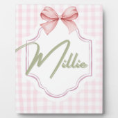 オーダーメイド ミリー 赤ちゃん 女の子 産まれて おめでとう ベビー&ギンガム フォトプラーク (正面)