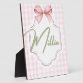 オーダーメイド ミリー 赤ちゃん 女の子 産まれて おめでとう ベビー&ギンガム フォトプラーク (側面)