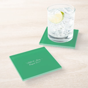 オーダーメイド ミントグリーン ウェディング ガラスコースター
