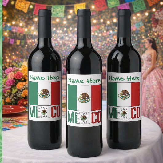 オーダーメイド メキシコ国旗 ワインラベル