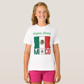 オーダーメイド メキシコ フラグ 名前入り デザイン 女の子用 Tシャツ (正面フル)