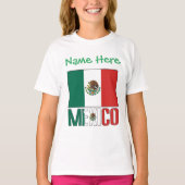 オーダーメイド メキシコ フラグ 名前入り デザイン 女の子用 Tシャツ (正面)