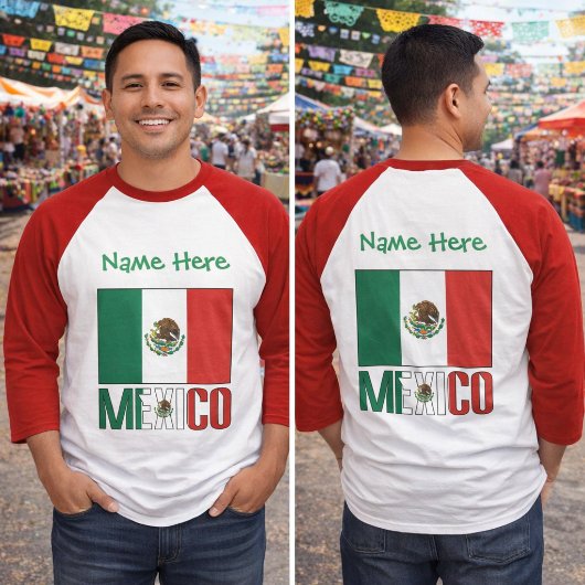 オーダーメイド メキシコ フラグ 名前 デザイン メンズ Tシャツ