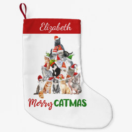 オーダーメイド メリーキャットマス 楽しい猫のクリスマス スモールクリスマスストッキング