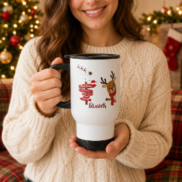 オーダーメイド メリークリスマス かわいいトナカイ トラベルマグ
