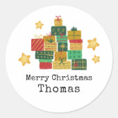 オーダーメイド メリークリスマス ギフト スタック ラウンドシール (正面)