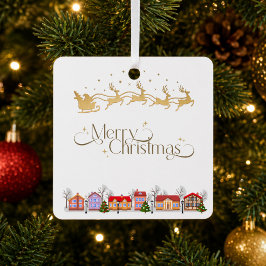 オーダーメイド メリークリスマス サンタのそり メタルオーナメント