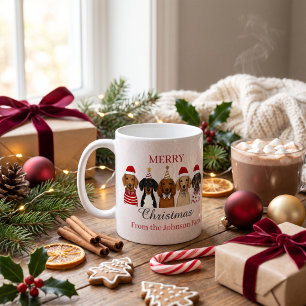 オーダーメイド メリークリスマス ダックスフンド ファミリー コーヒーマグカップ