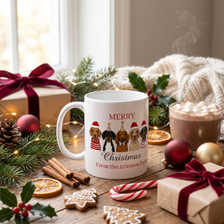 オーダーメイド メリークリスマス ダックスフンド ファミリー コーヒーマグカップ