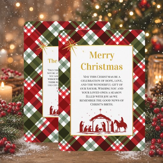 オーダーメイド メリークリスマス プラッド柄 聖書の詩 シーズンカード