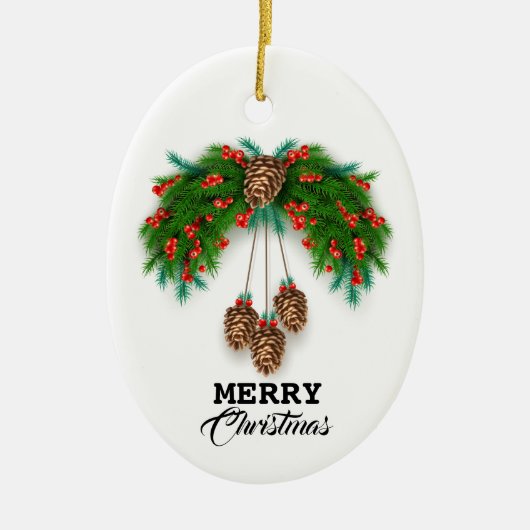 オーダーメイド メリークリスマス リース 陶器 オーナメント (正面)