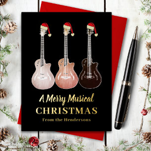 オーダーメイド メリー ミュージック クリスマス ギター ゴールド 箔シーズンカード