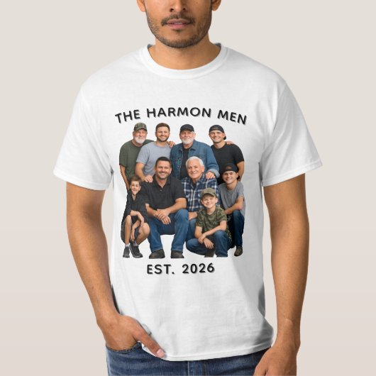 オーダーメイド メンズファミリーフォト 名前 記念年 カスタム Tシャツ (正面)