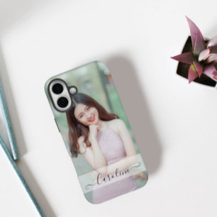 オーダーメイド モダンな名前と写真入り iPhone 16 PLUSケース