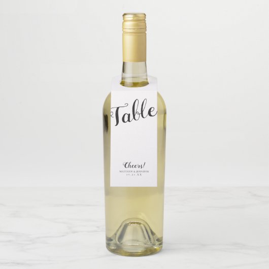 オーダーメイド モダンスクリプト ウェディング テーブル ナンバー ボトルネックタグ (ボトル)