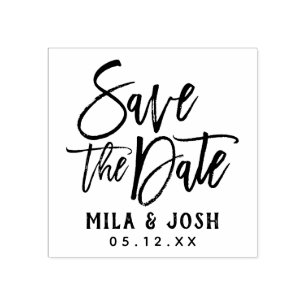 オーダーメイド モダンブラッシュスクリプ Save the Date ラバースタンプ