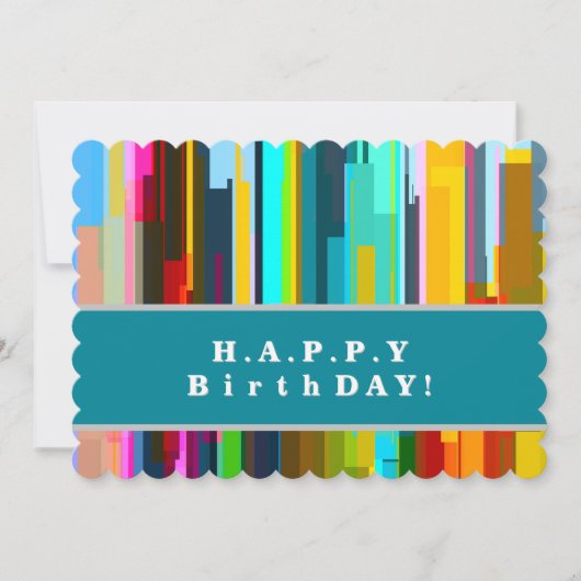 オーダーメイド モダン・アブストラクトアート 誕生日カード 招待状 (正面)