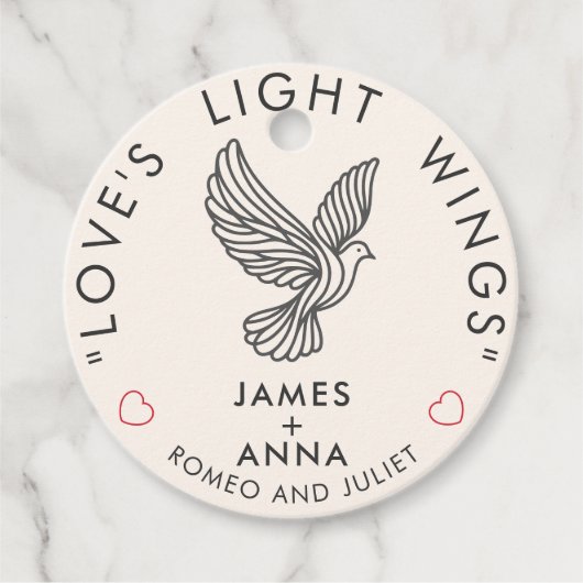 オーダーメイド モダン エレガント カップル おしゃれ ハート 引用句 フェイバータグ (正面)