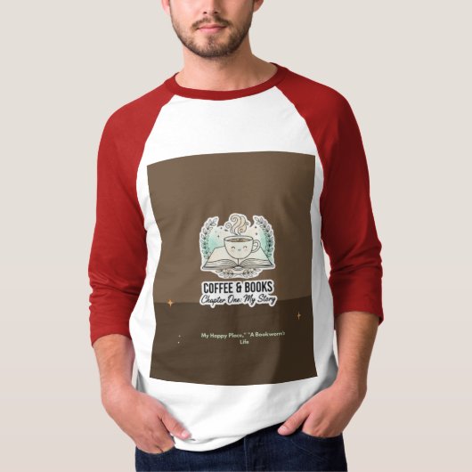 オーダーメイド モダン コーヒー&本Tシャツ | E Tシャツ (正面)