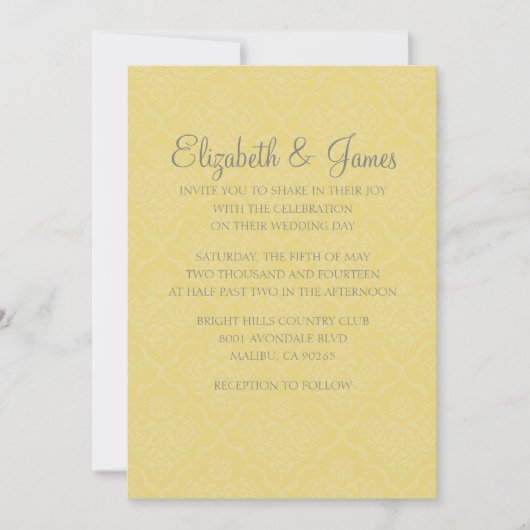 オーダーメイド モダン ゴールド ダマスク 結婚式招待状 招待状 (正面)