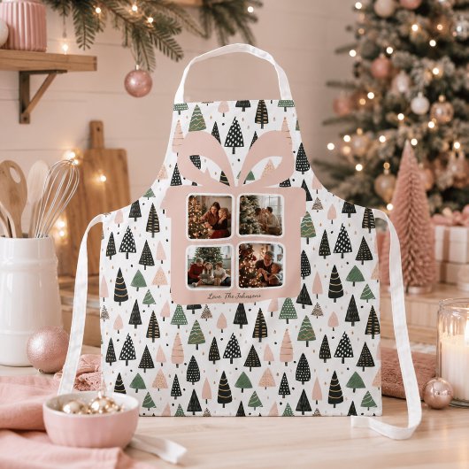 オーダーメイド モダン ピンクのクリスマス エプロン