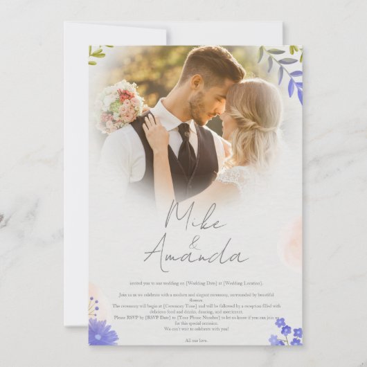 オーダーメイド モダン フラワー ラ lace 結婚式招待状 招待状 (正面)