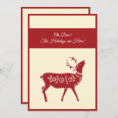 オーダーメイド モダン 赤いトナカイ クリスマス (正面/裏面)