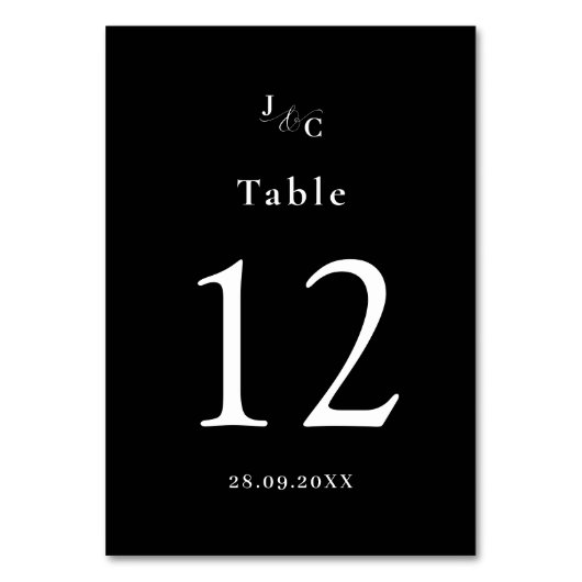 オーダーメイド モノクロ 結婚式 テーブルナンバー (正面)