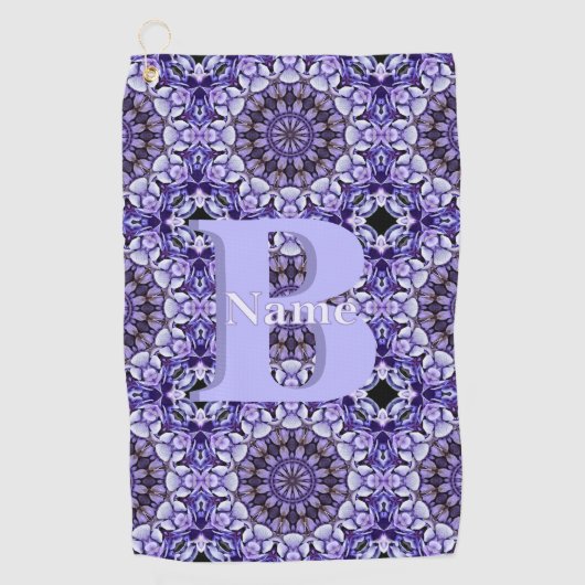 オーダーメイド モノグラム はじめの文字 名前 花の芸術 ゴルフタオル (正面)
