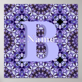 オーダーメイド モノグラム はじめの文字 名前 花の芸術 ポスター