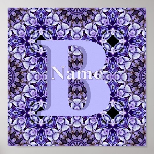 オーダーメイド モノグラム はじめの文字 名前 花の芸術 ポスター (正面)
