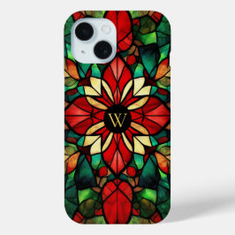 オーダーメイド モノグラム ステンドグラス クリスマス iPhone 15ケース